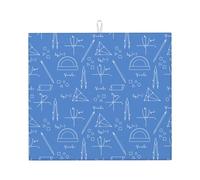 Tappetino scolapiatti blu con stampa matematica, tappetino in microfibra per scolapiatti per bancone della cucina, tappetino per scolapiatti super assorbente, tappetino per scolapiatti lavabile in