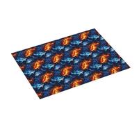 Tappetino scolapiatti blu e rosso con stampa di squalo fiamma, super assorbente, in microfibra, grande tappetino scolapiatti per bancone della cucina, 45,7 x 61 cm, facile da pulire, decorazione per