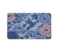Tappetino scolapiatti blu floreale per bancone della cucina, motivo peonia in gomma assorbente, tappetino scolapiatti in pelle PU primavera per bar 30,5 x 50,8 cm