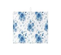 Tappetino scolapiatti blu floreale per bancone della cucina, tappetino assorbente scolapiatti con motivo a rose, tappetino scolapiatti in microfibra primaverile per protezione del bancone della cucina