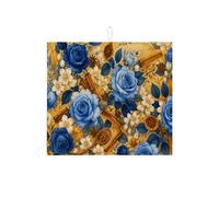Tappetino scolapiatti blu floreale per bancone della cucina, tappetino assorbente vintage con rosa blu, tappetino scolapiatti in microfibra rustico autunnale per protezione bar 40,6 x 45,7 cm