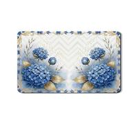 Tappetino scolapiatti blu floreale per bancone della cucina, tappetino in gomma assorbente per scolapiatti a forma di ortensia, tappetino scolapiatti vintage in pelle PU per protezione del bancone