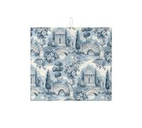 Tappetino scolapiatti blu floreale per bancone della cucina, tappetino scolapiatti assorbente architettura vintage, tappetino scolapiatti classico primaverile in microfibra, decorazione 40,6 x 45,7 cm