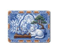 Tappetino scolapiatti blu floreale per bancone della cucina, tappetino scolapiatti in gomma assorbente vintage a forma di gatto, tappetino scolapiatti primaverile in stile orientale, protezione per