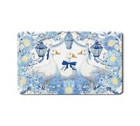 Tappetino scolapiatti blu floreale per bancone della cucina, tappetino scolapiatti in gomma assorbente vintage a forma di anatra, tappetino scolapiatti in pelle sintetica in poliuretano, 30,5 x 50,8