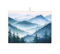Tappetino scolapiatti blu grigio montagna per bancone della cucina in microfibra assorbente scolapiatti riutilizzabile lavabile extra large 45,7 x 61 cm