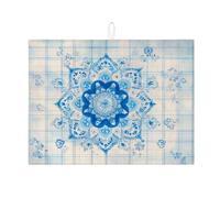 Tappetino scolapiatti blu mandala per bancone della cucina, tappetino assorbente vintage floreale scolapiatti, tappetino scolapiatti in microfibra primaverile per bancone della cucina, protezione da