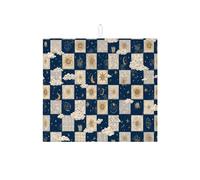 Tappetino scolapiatti blu navy celestiale, tappetino assorbente vintage oro sole e luna, tappetino scolapiatti in microfibra per protezione del bancone della cucina, 40,6 x 45,7 cm