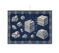 Tappetino scolapiatti blu navy Geology per bancone della cucina, tappetino assorbente scolapiatti motivo roccia, tappetino scolapiatti in microfibra vintage per cucina, caffè, bar, protezione 45,7 x