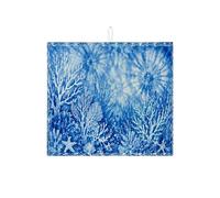 Tappetino scolapiatti blu oceano per bancone della cucina, tappetino assorbente scolapiatti barriera corallina, tappetino scolapiatti in microfibra nautico per decorazione della casa, 40,6 x 45,7 cm