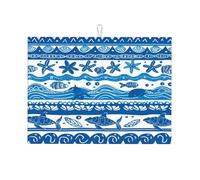 Tappetino scolapiatti blu oceano pesce stella marina tappetino assorbente per scolapiatti per bancone della cucina tappetino scolapiatti antiscivolo tappetino scolapiatti tappetino scolapiatti 45,7 x