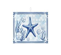 Tappetino scolapiatti blu per bancone della cucina, stella marina e dollaro di sabbia, tappetino assorbente per scolapiatti estivo, in microfibra, per proteggere la cucina, 40,6 x 45,7 cm