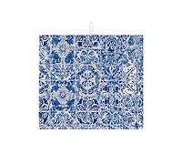 Tappetino scolapiatti blu per bancone della cucina, tappetino scolapiatti assorbente floreale vintage, tappetino scolapiatti in microfibra mediterranea per protezione bar 40,6 x 45,7 cm