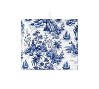 Tappetino scolapiatti blu scenico per bancone della cucina, tappetino assorbente per scolapiatti paesaggio asiatico, tappetino estivo in microfibra per proteggere il bancone della cucina, 40,6 x 45,7