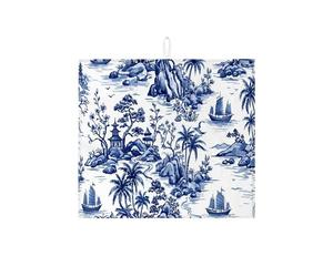Tappetino scolapiatti blu scenico per bancone della cucina, tappetino assorbente per scolapiatti paesaggio asiatico, tappetino estivo in microfibra per proteggere il bancone della cucina, 40,6 x 45,7