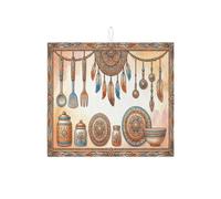 Tappetino scolapiatti bohémien per bancone della cucina, tappetino assorbente per scolapiatti colorato, motivo mandala artistico, in microfibra, per bancone della cucina, decorazione per la casa, 40,6