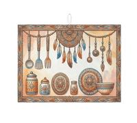 Tappetino scolapiatti bohémien per bancone della cucina, tappetino assorbente per scolapiatti colorato, motivo mandala artistico, in microfibra, per bancone della cucina, decorazione per la casa, 45,7