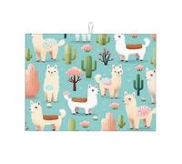 Tappetino scolapiatti carino alpaca, lama animale cactus, tappetino assorbente per scolapiatti per bancone della cucina, tappetino scolapiatti antiscivolo, 45,7 x 61 cm