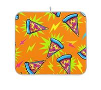 Tappetino scolapiatti carino colorato ad asciugatura rapida grande tappetino da cucina bancone decorazione per la casa pizza cartone animato arancione 45,7 x 61 cm