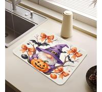 Tappetino scolapiatti carino Halloween gnomo per donne e streghe viola | Stuoie per scolapiatti per cucina in microfibra tappetini da cucina accessori da banco