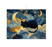 Tappetino scolapiatti celestiale per bancone della cucina, blu notte stellata blu notte stellata, tappetino scolapiatti da sogno in microfibra per protezione bar 45,7 x 61 cm