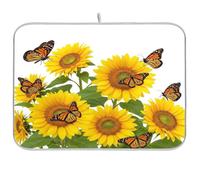 Tappetino scolapiatti classico bianco con farfalla per bancone della cucina, tappetino assorbente da bar, tappetino reversibile da cucina, 40,6 x 45,7 cm