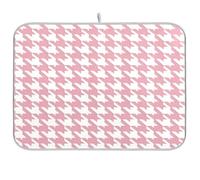 Tappetino scolapiatti classico color pesca bianco pied de poule per cucina, piano di lavoro decorativo, tappetino assorbente da cucina, tappetino per asciugare i piatti grande 18 x 24