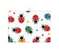 Tappetino scolapiatti colorato a forma di coccinella per bancone della cucina, in microfibra, assorbente, riutilizzabile, lavabile, extra large, 45,7 x 61 cm
