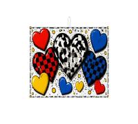 Tappetino scolapiatti colorato a forma di cuore per bancone della cucina, tappetino assorbente per scolapiatti a scacchiera, divertente e moderno, in microfibra, protezione per bar, 40,6 x 45,7 cm