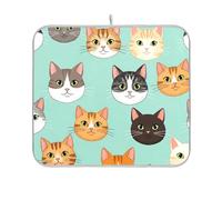 Tappetino scolapiatti colorato a forma di gatto, ad asciugatura rapida, in microfibra, per bancone della cucina, 45,7 x 61 cm