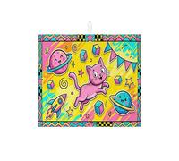 Tappetino scolapiatti colorato a forma di gatto, per bancone della cucina, divertente, retrò, assorbente, in microfibra, per l'estate, 40,6 x 45,7 cm