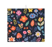 Tappetino scolapiatti colorato a forma di margherita assorbente per bancone della cucina, tappetino da caffè, tappetino scolapiatti con anello per appenderlo, 40,6 x 45,7 cm