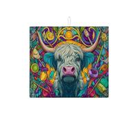 Tappetino scolapiatti colorato a forma di mucca, per bancone della cucina, vivace arte animale, assorbente, tappetino scolapiatti in microfibra rustico per decorazione bancone della cucina, 40,6 x