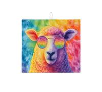 Tappetino scolapiatti colorato a forma di pecora per bancone della cucina, tappetino assorbente per scolapiatti arcobaleno Tie-Dye, divertente tappetino in microfibra per scolapiatti per bancone della