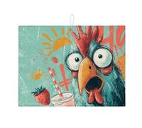 Tappetino scolapiatti colorato a tema pollo per bancone della cucina, eccentrico rustico assorbente scolapiatti tappetino in microfibra per asciugare il bancone della cucina, 45,7 x 61 cm