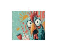 Tappetino scolapiatti colorato a tema pollo per bancone della cucina, eccentrico rustico assorbente scolapiatti tappetino in microfibra per asciugare il bancone della cucina, 40,6 x 45,7 cm