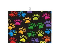 Tappetino scolapiatti colorato a tema zampa di cane e gatto, assorbente, tappetino scolapiatti per bancone della cucina, tappetino scolapiatti antiscivolo, 45,7 x 61 cm