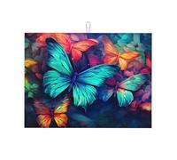 Tappetino scolapiatti colorato con farfalla assorbente per bancone della cucina, tappetino da caffè fantasia, protezione scolapiatti con anello per appenderlo, 45,7 x 61 cm