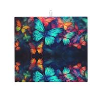 Tappetino scolapiatti colorato con farfalla assorbente per bancone della cucina, tappetino da caffè fantasia, protezione scolapiatti con anello per appenderlo, 40,6 x 45,7 cm