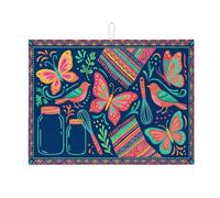 Tappetino scolapiatti colorato con farfalla per bancone della cucina, tappetino assorbente per scolapiatti floreale in microfibra bohémien, 45,7 x 61 cm