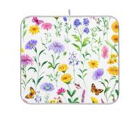 Tappetino scolapiatti colorato con fiori di campo e fiori di campo, carino, assorbente, ad asciugatura rapida, tappetino artistico per cucina, bancone della cucina, decorazione per la casa, 45,7 x 61