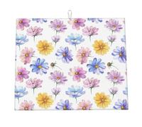 Tappetino scolapiatti colorato con fiori di cosmo per il bancone della cucina, tappetini scolapiatti in microfibra con motivo floreale ad acquerello, assorbente, ad asciugatura rapida, indispensabi