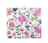 Tappetino scolapiatti colorato con foglie di fiori, tappetino assorbente per bancone della cucina, tappetino da caffè con margherita, protezione scolapiatti con anello per appenderlo, 40,6 x 45,7 cm