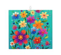 Tappetino scolapiatti colorato con motivo floreale, assorbente, per bancone della cucina, motivo margherita, tappetino da caffè, scolapiatti con anello per appenderlo, 40,6 x 45,7 cm