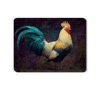 Tappetino scolapiatti colorato con motivo gallo per bancone della cucina, ispirazioni artistiche vintage in gomma assorbente, scolapiatti per feste, 45,7 x 61 cm