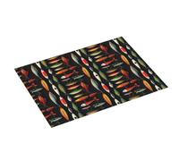 Tappetino scolapiatti colorato con stampa a amo di pesce, per bancone della cucina, 45,7 x 61 cm, in microfibra assorbente, tappetino antiscivolo per scolapiatti con anello per appendere