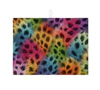 Tappetino scolapiatti colorato con stampa animalier per bancone della cucina, divertente motivo in pelliccia assorbente, tappetino scolapiatti in microfibra carino per bar 45,7 x 61 cm