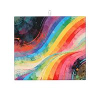 Tappetino scolapiatti colorato con stampa arcobaleno sfumato, grande tappetino assorbente per scolapiatti da cucina per bancone