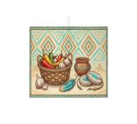 Tappetino scolapiatti colorato del sud-ovest per bancone della cucina, tappetino scolapiatti assorbente vintage rustico in microfibra bohémien per bar 40,6 x 45,7 cm