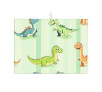 Tappetino scolapiatti colorato Dino assorbente per bancone della cucina, tappetino da caffè con dinosauro, protezione scolapiatti con anello per appenderlo, 45,7 x 61 cm